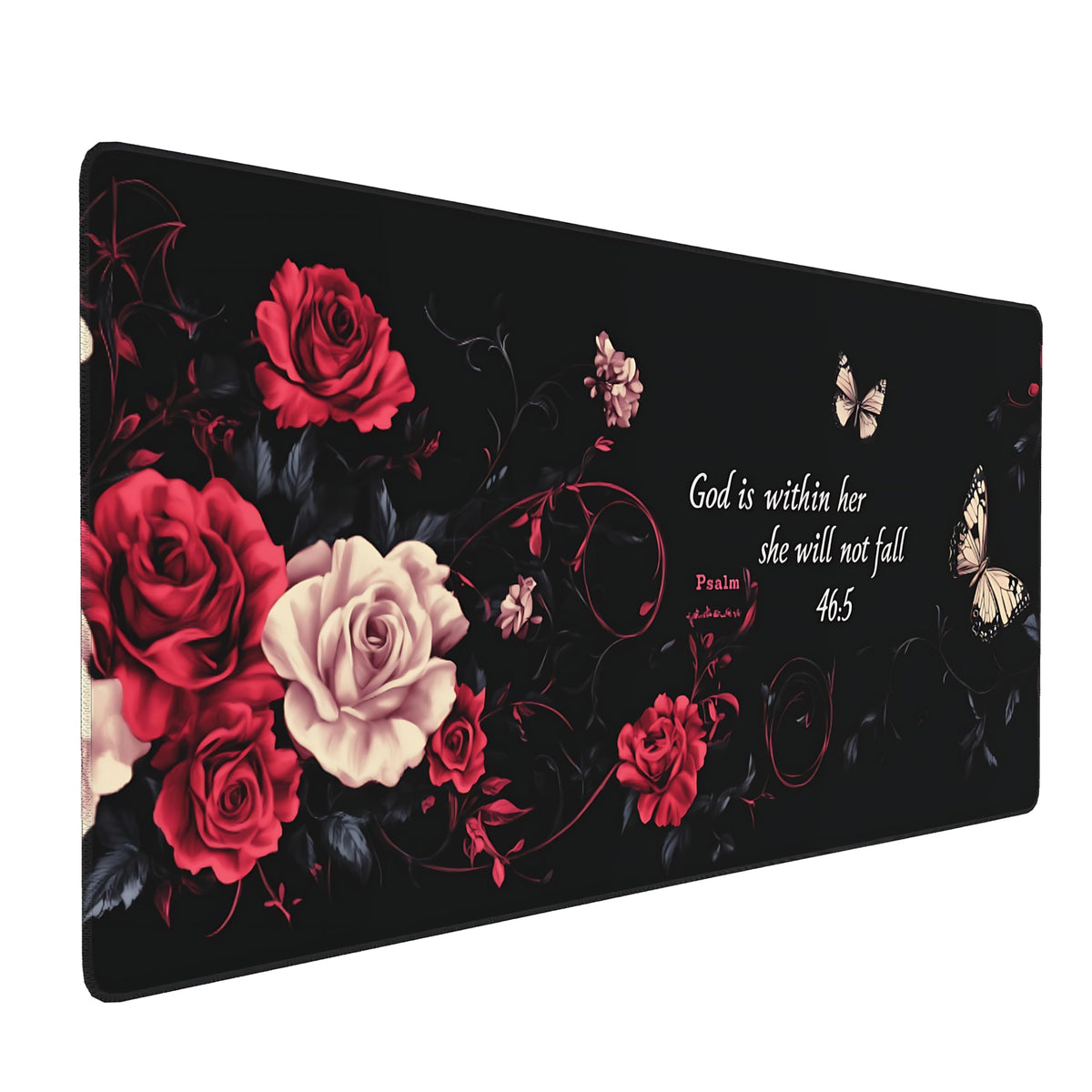Dark Green Floral XXL Desk Mat, Extra Large Mouse Pad with Anti-Slip Base & Stitched Edges for Women, Aesthetic Desk Pad for Home Office Computer, Keyboard Mat Office Supplies Decor