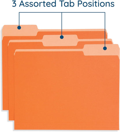 Blue Summit Supplies 100 File Folders, Letter Size, Two-Tone Orange