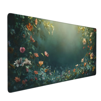 Dark Green Floral XXL Desk Mat, Extra Large Mouse Pad with Anti-Slip Base & Stitched Edges for Women, Aesthetic Desk Pad for Home Office Computer, Keyboard Mat Office Supplies Decor