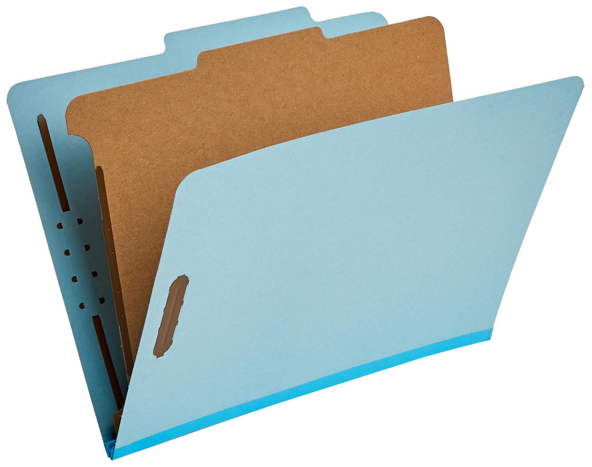 Amazon Basics Classification File Folders, 1 Divider, 2-Inch Embedded Fasteners, Letter Size for Documents, Light Green, 10-Pack
