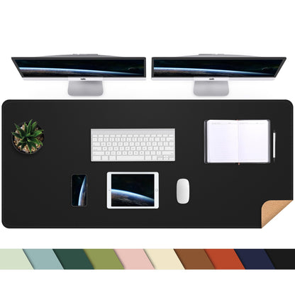AFIING Large Desk Mat, 47" x 17",Black,Leather Desk Pad Protector for Mouse