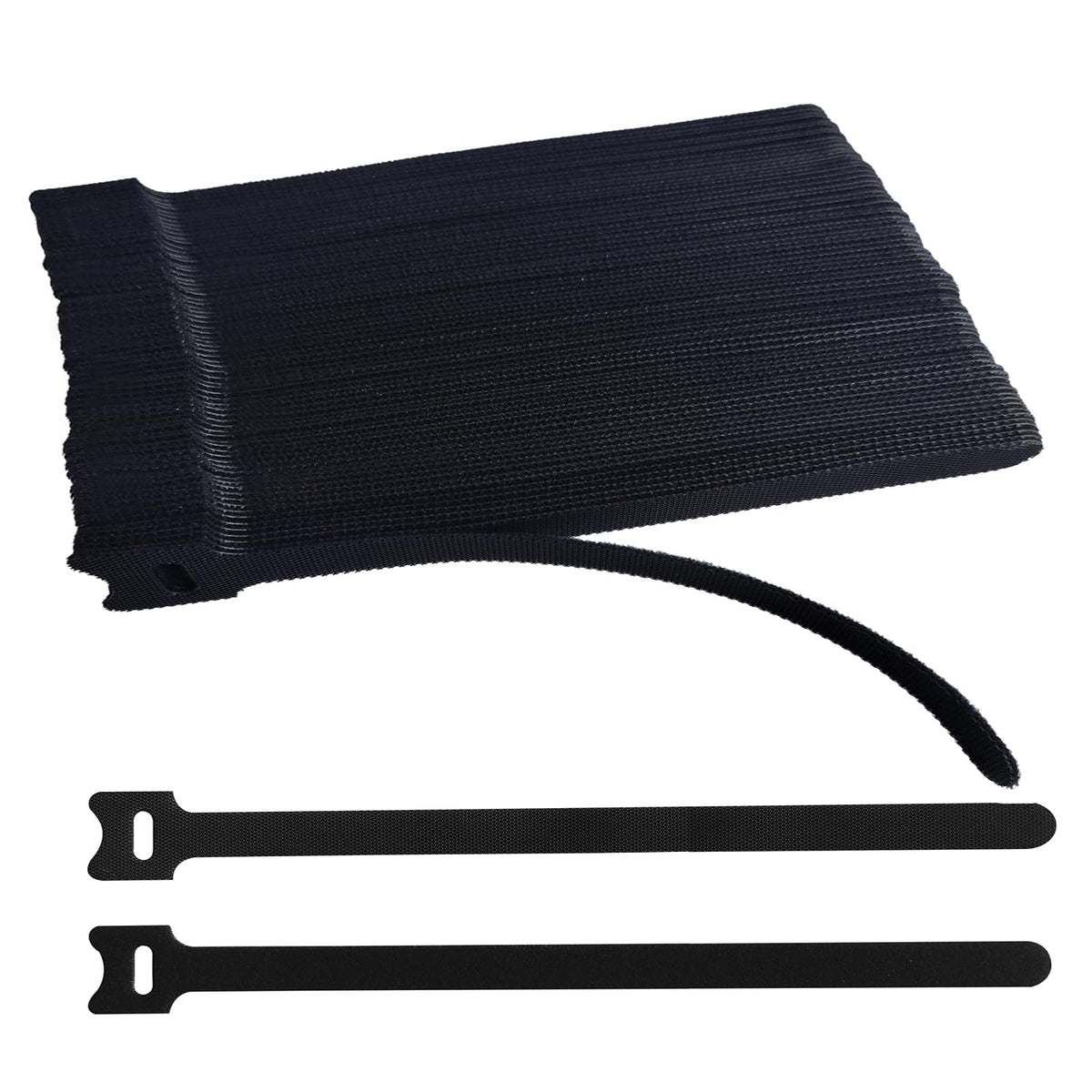 200 PCS 8 Inches Black Reusable Cable Ties, Adjustable Cord Straps, Cable Organizer, Cord Wrap and Hook Loop Cords Management,Adjustable Cord Ties