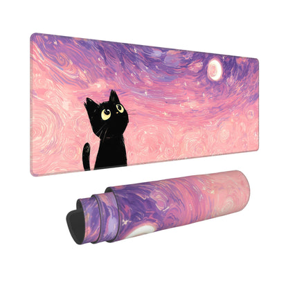 Cute Purple Mouse Pad,Large Kawaii Gaming Desk Mat 31.5 x 12 in