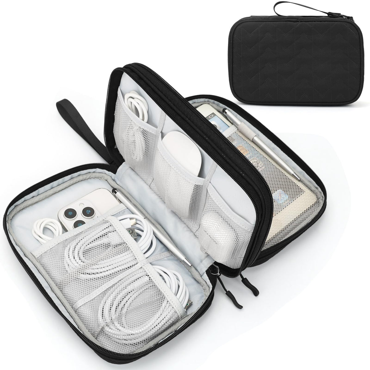 FYY Electronic Organizer, Travel Tech Pouch Bag, Cable Organizer Navy