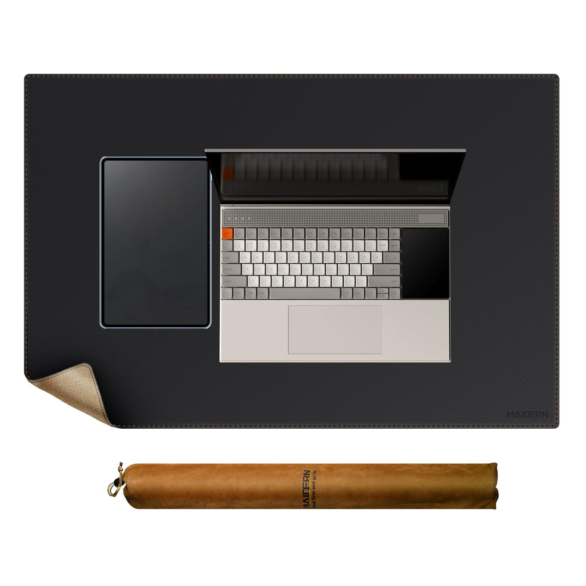 MAIDERN 43.3”x 19.6” Cork & Leather Desk Mat, Large Desk Pad (Cream)