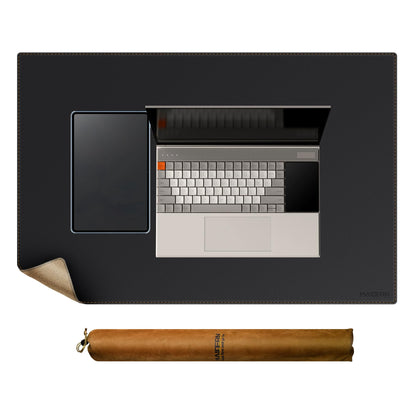 MAIDERN 43.3”x 19.6” Cork & Leather Desk Mat, Large Desk Pad (Cream)