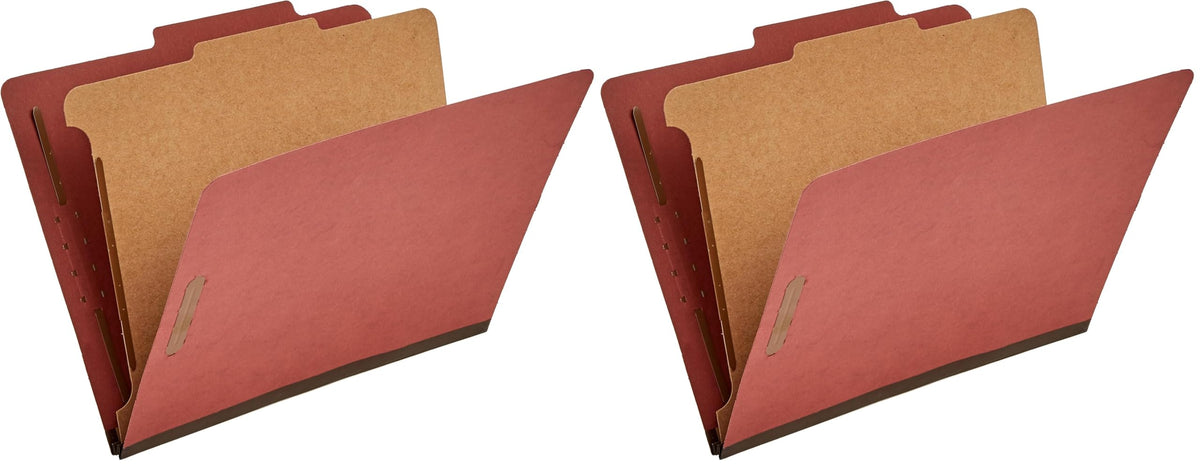 Amazon Basics Classification File Folders, 1 Divider, 2-Inch Embedded Fasteners, Letter Size for Documents, Light Green, 10-Pack