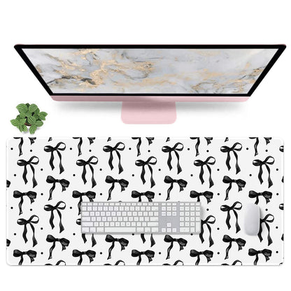 Pink Desk Mat, Mouse Pad Bows Computer Desk Mat Girl Office Decor 31.5x11.8