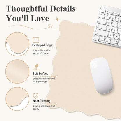 iCasso Beige Desk Blotter 35.4"x15.7", Desk Protector for Workspace