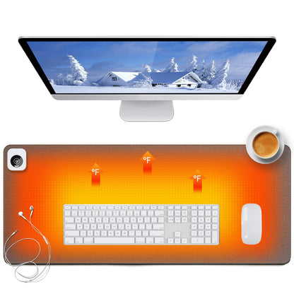 Heated Desk Pad Mouse Pad - Heated Desk Mat - Warm Desk Pad - 3 Levels Heating & 4 Hours Auto Shut-Off, PU Leather Mouse Pad - 31.5 x 13 inch(Dull Black)