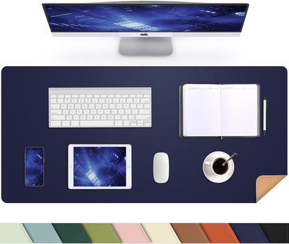 AFIING Large Desk Mat, 47" x 17",Black,Leather Desk Pad Protector for Mouse