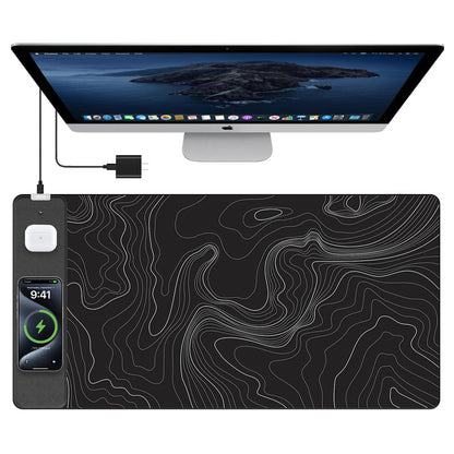TopMade Mouse Pad with 15W Fast Wireless Charging, 31.5"x15.75" XXL Large Gaming Waterproof Desk Pad with Ultra-Smooth Surface, Non-Slip Base, Computer Desk Mat for MacBook, PC, Laptop, Black