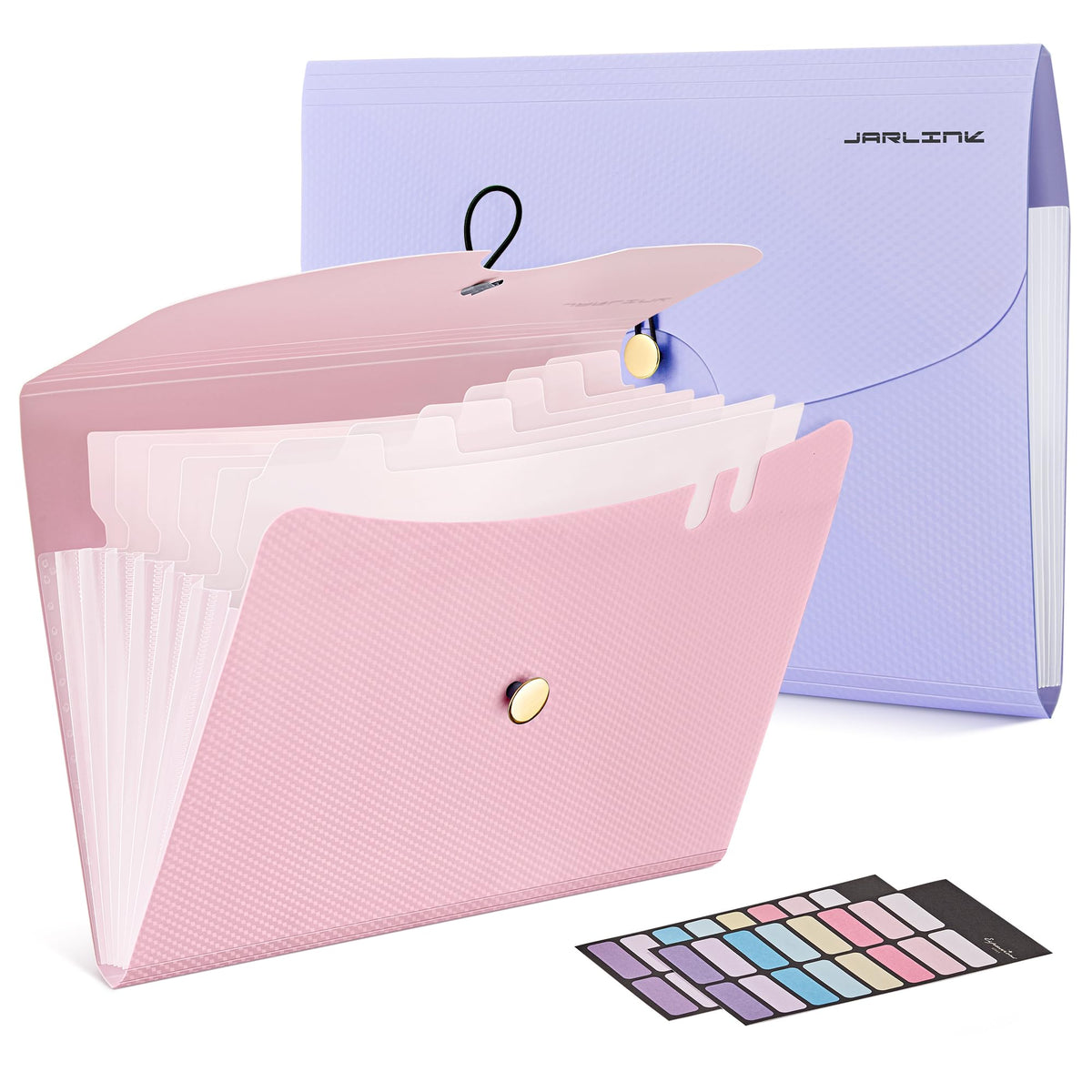 JARLINK 7 Pockets Expanding File Folder, A4 Accordion folders, Pink