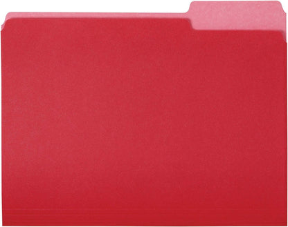 Amazon Basics File Folders for Organization, Letter Size, 1/3 Cut Tab, Red, 36-Pack