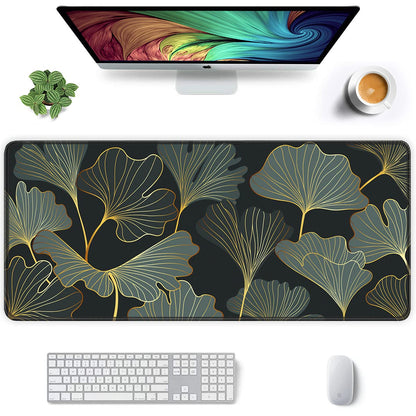 Desk Mat, Ultra Large Mouse Pad, XXL Gaming Mousepad, Green Tropical Leaves Deskpad, Big Extended Full Size Mouse Pad, Desktop Desk Matt for Keyboard, Laptop & Computer, 35.5 x 15.7 in