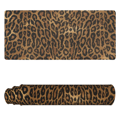 Leopard Desk Mat 31.5x11.8 Inch with Anti-Slip Rubber Base for Home Office