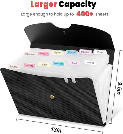 Sooez Expanding File Folders, 13 Pocket Accordion File Organizer, Letter/A4