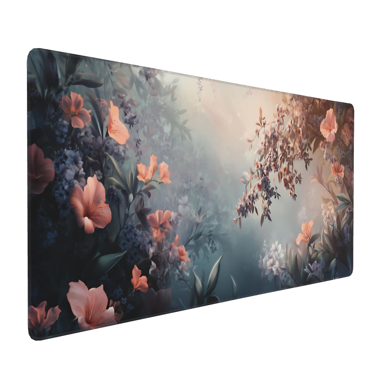 Dark Green Floral XXL Desk Mat, Extra Large Mouse Pad with Anti-Slip Base & Stitched Edges for Women, Aesthetic Desk Pad for Home Office Computer, Keyboard Mat Office Supplies Decor