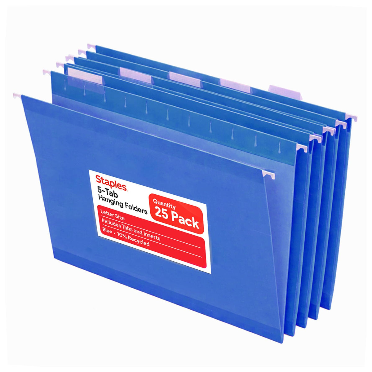 Staples Hanging File Folders, Letter Size, Purple, 5-Tab, 25/Pk
