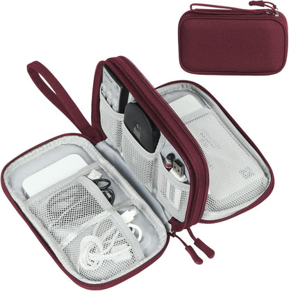 FYY Electronic Organizer, Travel Tech Pouch Bag, Cable Organizer Wine Red