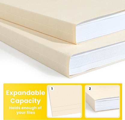 SUNEE Manilla Folders Letter Size (8.5 x 11 inches),100 Per Box, 1/3 Cut Tab for Easy Labeling and Organization, Durable Standard Paper for Home, Office, School Filing