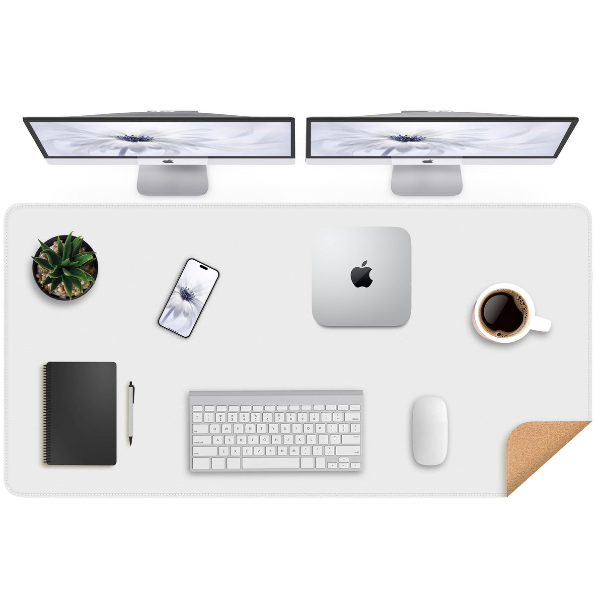 AFIING Large Desk Mat, 47" x 17",Black,Leather Desk Pad Protector for Mouse