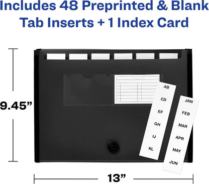 Avery® Expanding File Folder Organizer, 7-Pocket Accordion File Organizer, Black, Holds 425 Letter/A4-Size Sheets (73550)