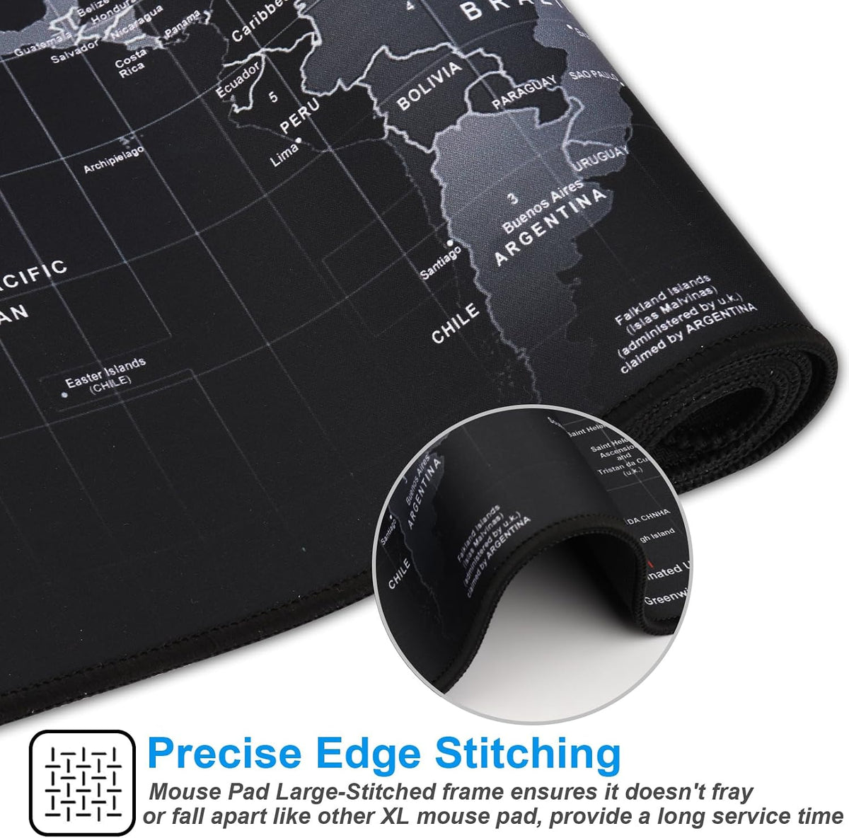 XXL Professional Large Mouse Pad & Computer Game Mouse Mat (35.4x15.7x0.1IN, Map) (90 * 40 Map)