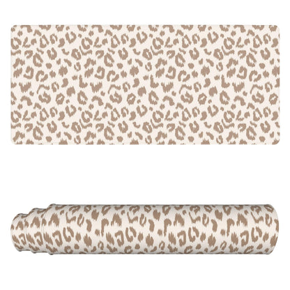 Leopard Desk Mat 31.5x11.8 Inch with Anti-Slip Rubber Base for Home Office