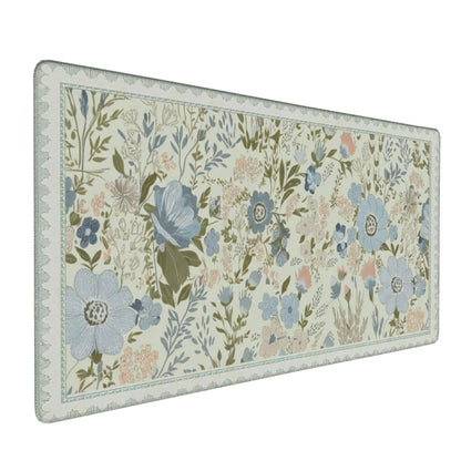 Dark Green Floral XXL Desk Mat, Extra Large Mouse Pad with Anti-Slip Base & Stitched Edges for Women, Aesthetic Desk Pad for Home Office Computer, Keyboard Mat Office Supplies Decor