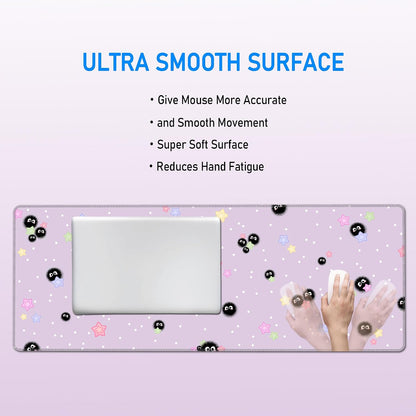 Cute Purple Mouse Pad,Large Kawaii Gaming Desk Mat 31.5 x 12 in