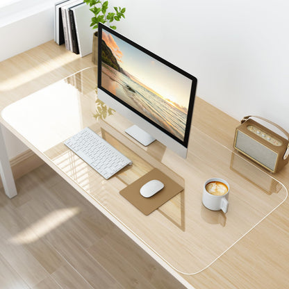NATRKE Clear Desk Mat Pad, 31.5"x15.7" Large Transparent Computer Desk Mat Plastic Desktop Protector, PVC Writing Pad with Round Edge, Waterproof Wipeable Non-Slip Table Protector for Home Office