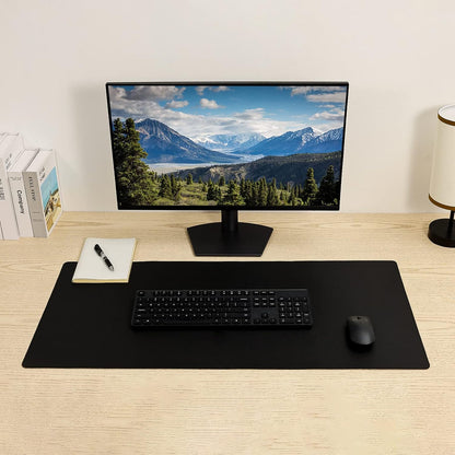 Leather Desk Pad,Wolaile 36x17 inch Large Mouse Pad,Waterproof Non-Slip Writing Desk Blotter,Computer Mat Desktop Protector for Office Home,Black