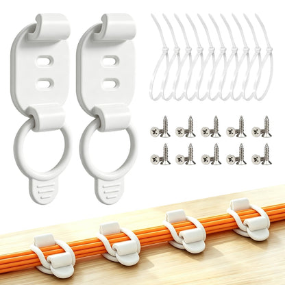 10 Sets Adjustable Cable Management Clips, Self Adhesive Cord Organizer with Elastic Loop, Reusable Cable Holder for Desk, Under Desk, Wall, TV, Office, Home, Charging Cables, USB, HDMI, PC Wires