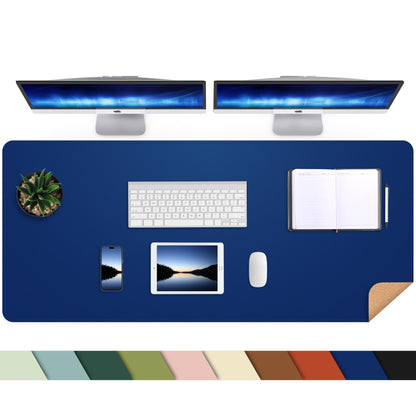 AFIING Large Desk Mat, 47" x 17",Black,Leather Desk Pad Protector for Mouse