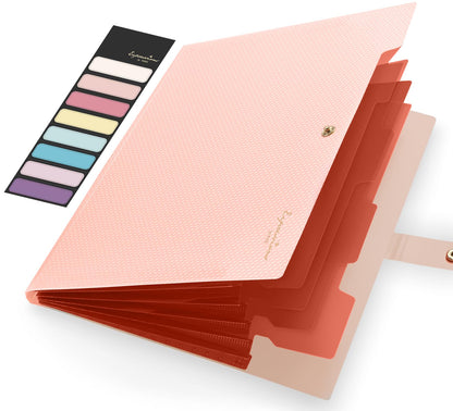 Sooez Accordion File Organizer 8 Pocket, Expanding File Folder with Labels