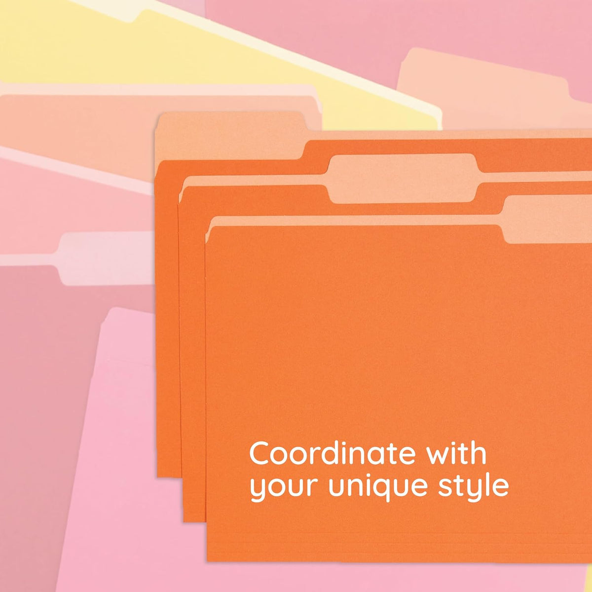 Blue Summit Supplies 100 File Folders, Letter Size, Two-Tone Orange