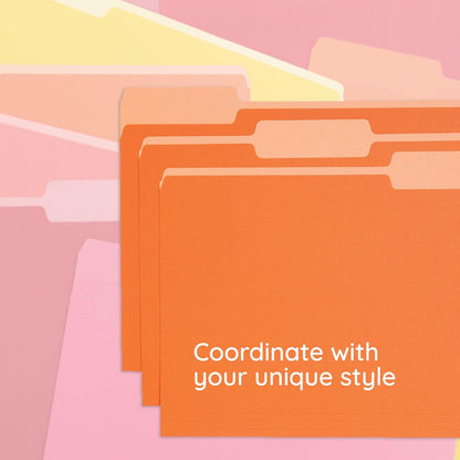 Blue Summit Supplies 100 File Folders, Letter Size, Two-Tone Orange