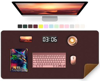 Large Desk Pad, 47.2" x 17" PU Leather Desk Mat for Desktop, Non-Slip Office Desk Mat for Desk, Desk Blotter Pad, Waterproof Computer Pad for Desk, Keyboard Mats for Home & Office (Burgundy)