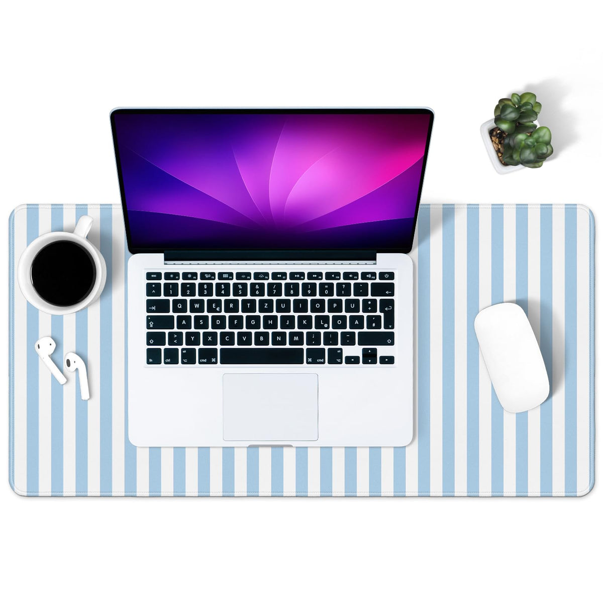 Green Striped Desk Mat Large Mouse Pad Cute Desk Pad Keyboard Computer Mat