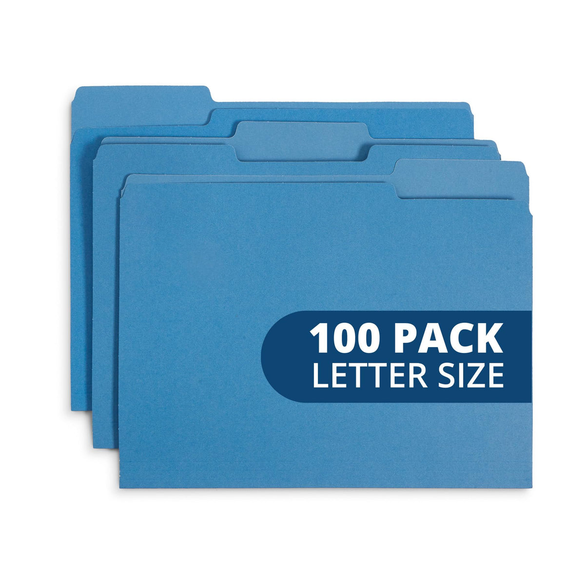 Blue Summit Supplies 100 File Folders, Letter Size, 1/3 Cut Tab, Blue