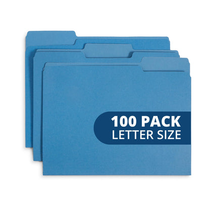 Blue Summit Supplies 100 File Folders, Letter Size, 1/3 Cut Tab, Blue