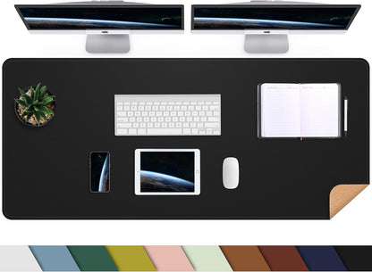 AFIING Large Desk Mat, 47" x 17",Black,Leather Desk Pad Protector for Mouse
