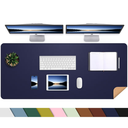 AFIING Large Desk Mat, 47" x 17",Black,Leather Desk Pad Protector for Mouse
