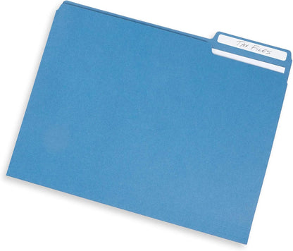 Blue Summit Supplies 100 File Folders, Letter Size, 1/3 Cut Tab, Blue