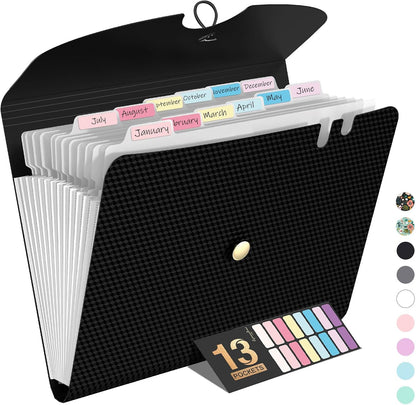 Sooez Expanding File Folders, 13 Pocket Accordion File Organizer, Letter/A4