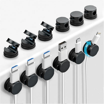 OneLeaf 12 Pack Rotatable Spring Cord Holders, 1s Lock Adhesive Cable Clips