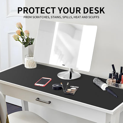 Large Office Leather Desk Mat, Large Mouse and Keyboard Pad, Laptop Pad, Desktop Protector(Black, 31.5 in. x 15.7 in.)
