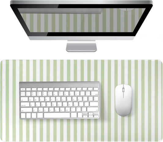 Green Striped Desk Mat Large Mouse Pad Cute Desk Pad Keyboard Computer Mat