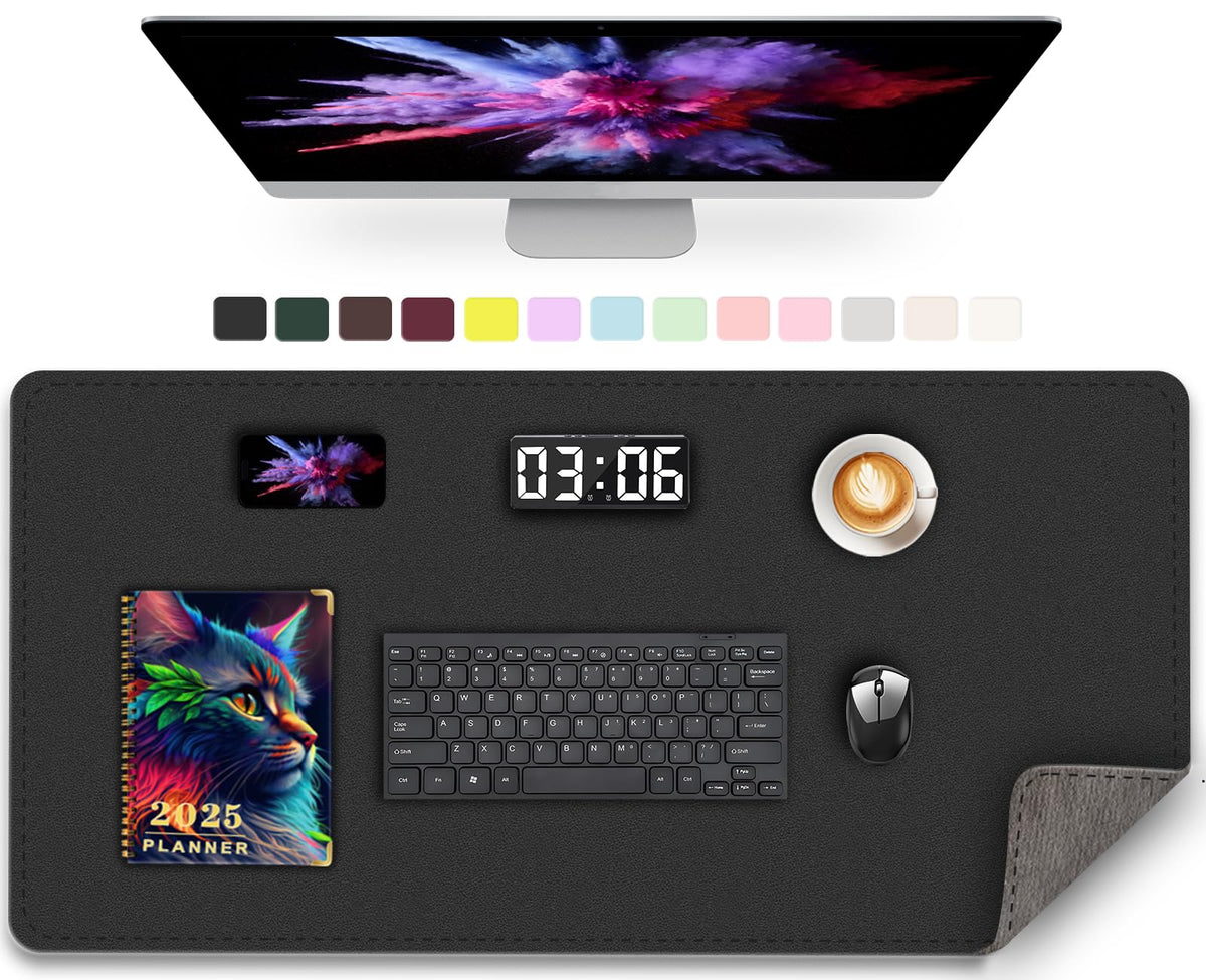 Large Desk Pad, 47.2" x 17" PU Leather Desk Mat for Desktop, Non-Slip Office Desk Mat for Desk, Desk Blotter Pad, Waterproof Computer Pad for Desk, Keyboard Mats for Home & Office (Burgundy)